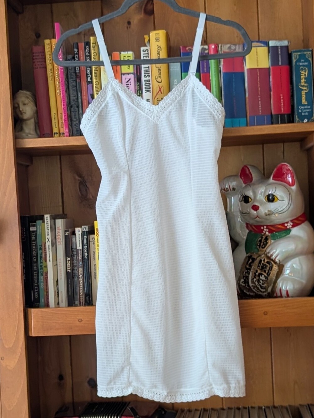 White Lace-Trim Slip Dress